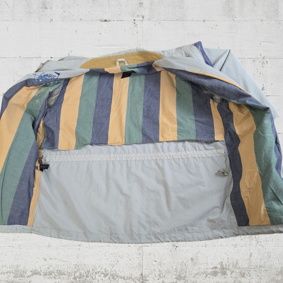 90s Vintage Khaki Canvas Midweight Eddie Bauer Golf Utility Jacket Size Medium - Picture 10 of 14